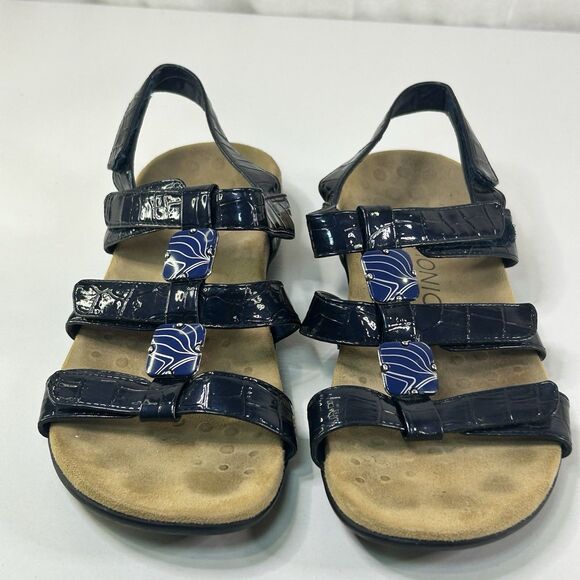 Vionic Womens Sandals Blue Leather Strappy Amber Comfort Support Shoes Sz 9.5 - Picture 2 of 8